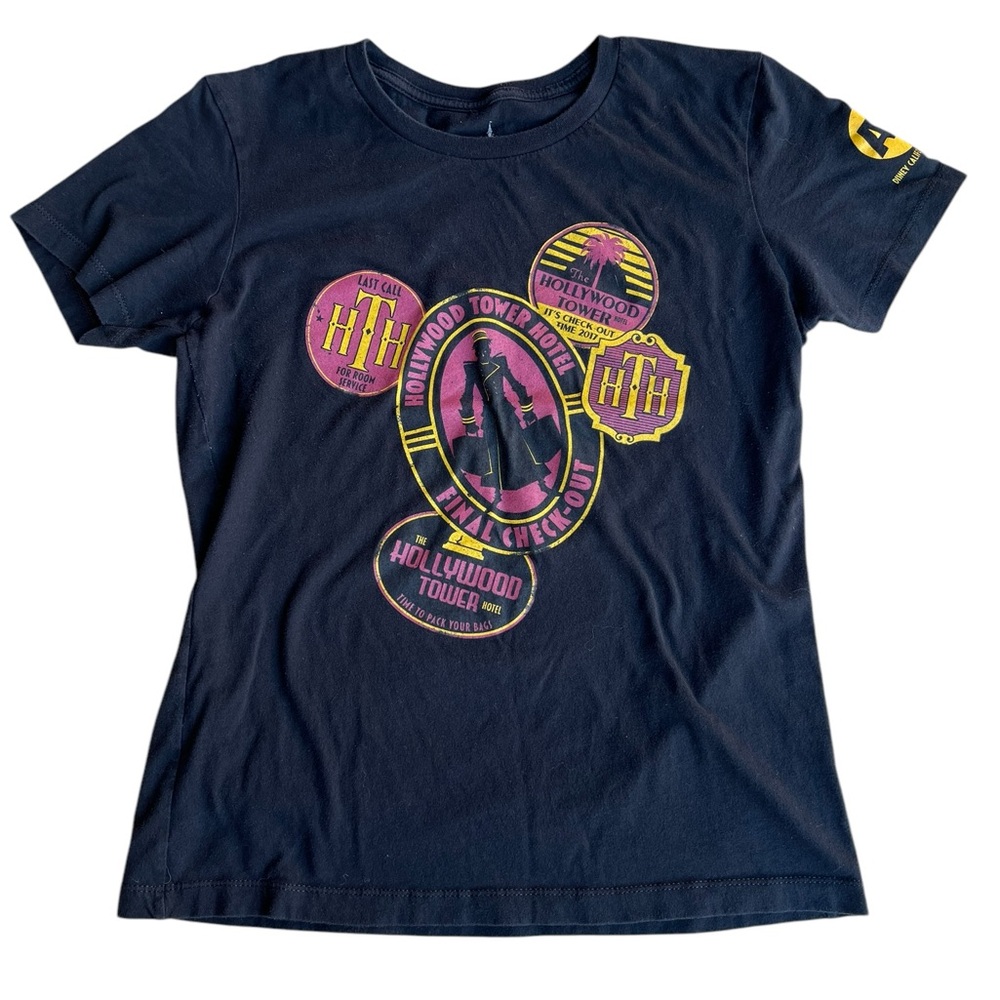 DISNEY PARKS CA Adventure Hollywood Tower Hotel Check-Out Women’s L T-Shirt 2017